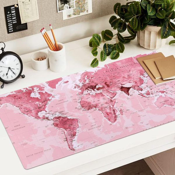 Pink World Map Gaming Mouse Pad 7
