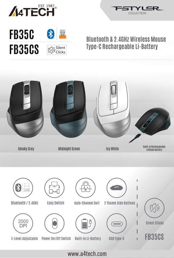 A4Tech FB35CS Bluetooth Wireless Mouse