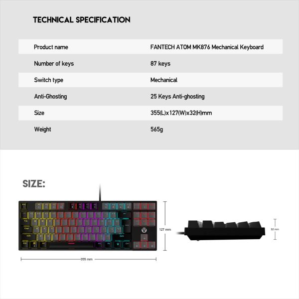 FANTECH ATOM TKL MK876 Gaming Keyboard