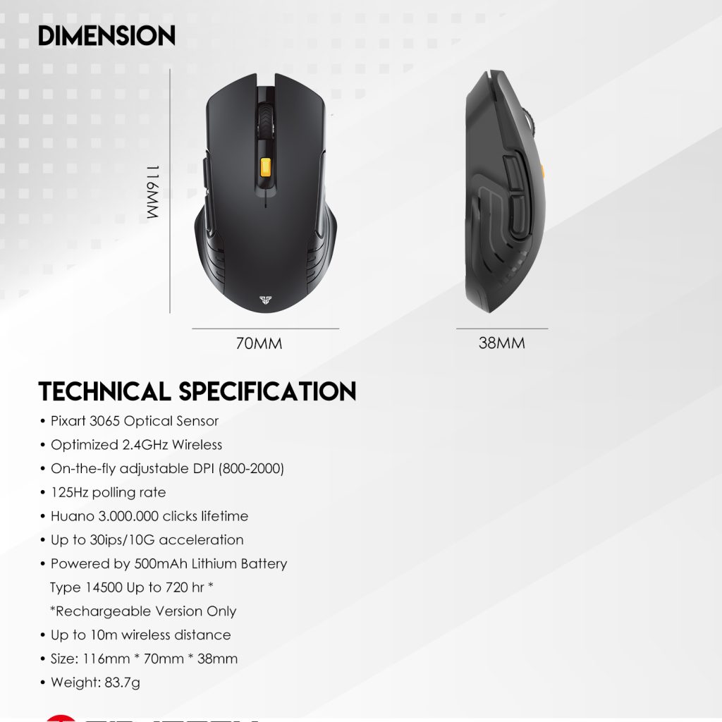 FANTECH WG12R Rechargeable Wireless Mouse