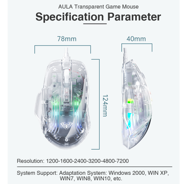 AULA S80 Gaming Mouse Transparent