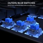 Aukey KM-G6 Gaming Keyboard Mechanical Full Size Wired USB - Rainbow 6 Color LED Backlit - Blue Switch - Full N-Key Rollover Durable & Water-Resistant For PC Black