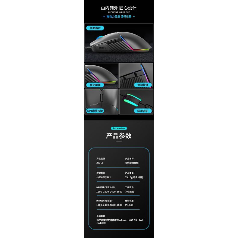 ZIDLI M80 Gaming Mouse