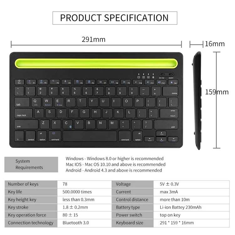 Rechargeable Dual Mode Tablet Keyboard