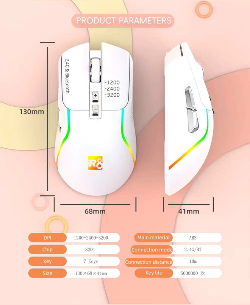 R8 1761 Rechargeable Dual Mode Mouse
