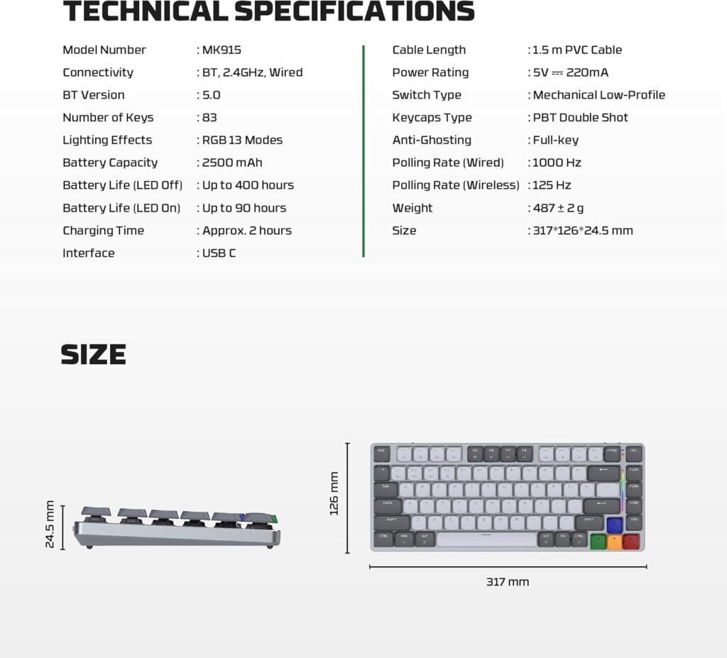 FANTECH MK915 Low Profile Mechanical Keyboard Air83