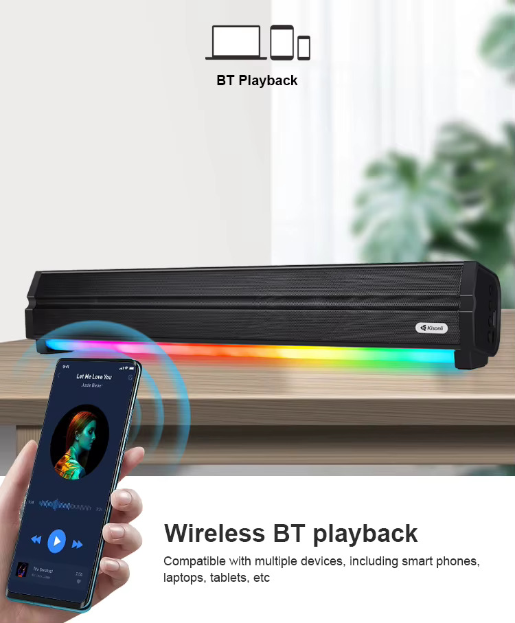 Kisonli LED-802 Bluetooth Soundbar Speaker