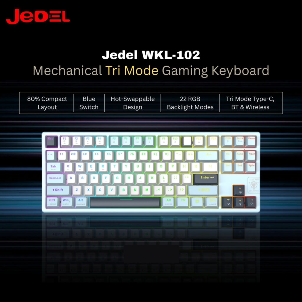 JeDEL WKL102 Wireless Gaming Mechanical Keyboard