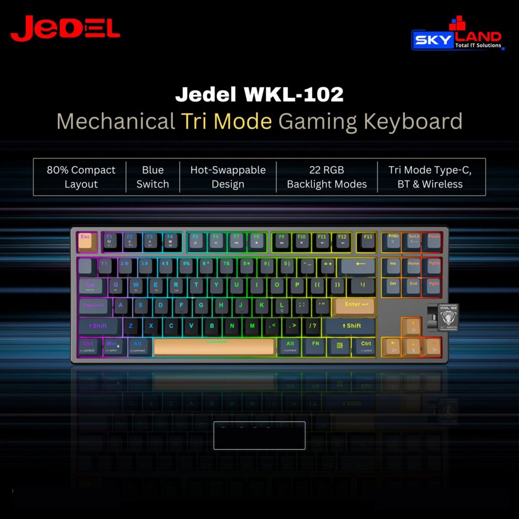 JeDEL WKL102 Wireless Gaming Mechanical Keyboard