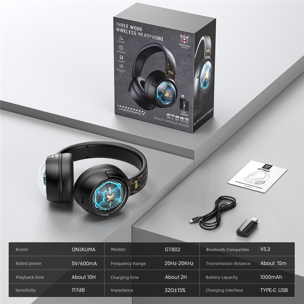 ONIKUMA GT802 Tri-Mode Gaming Headset