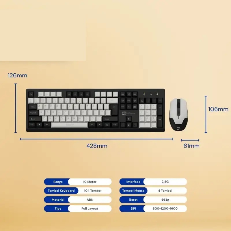 R8 1712 Wireless Keyboard Mouse Combo