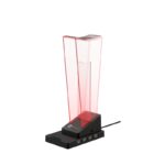 R8 HT02 Luminous Headset Stand with Phone Holder - 4 USB Ports | Black
