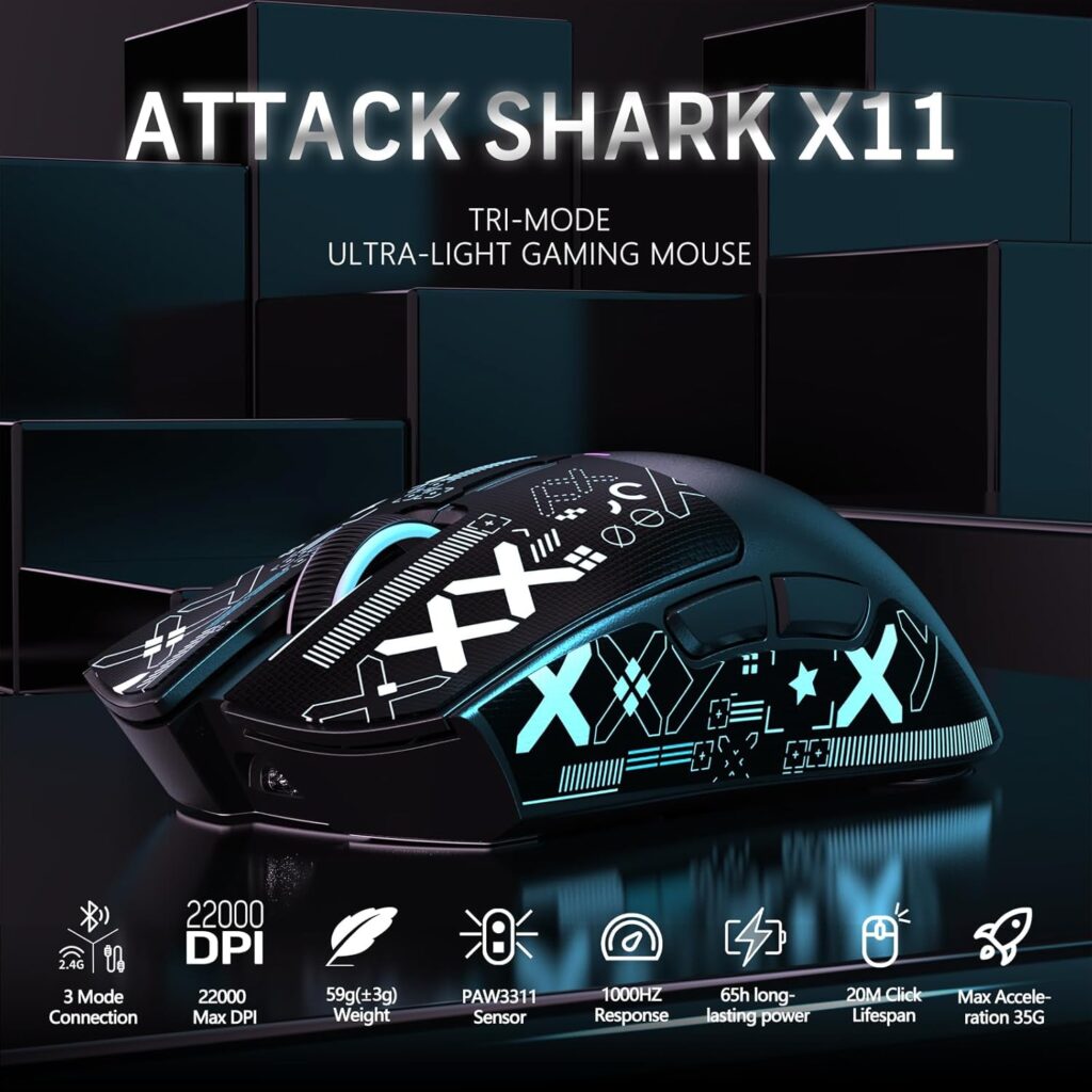 Attack Shark X11 Wireless Gaming Mouse with Grip Tape