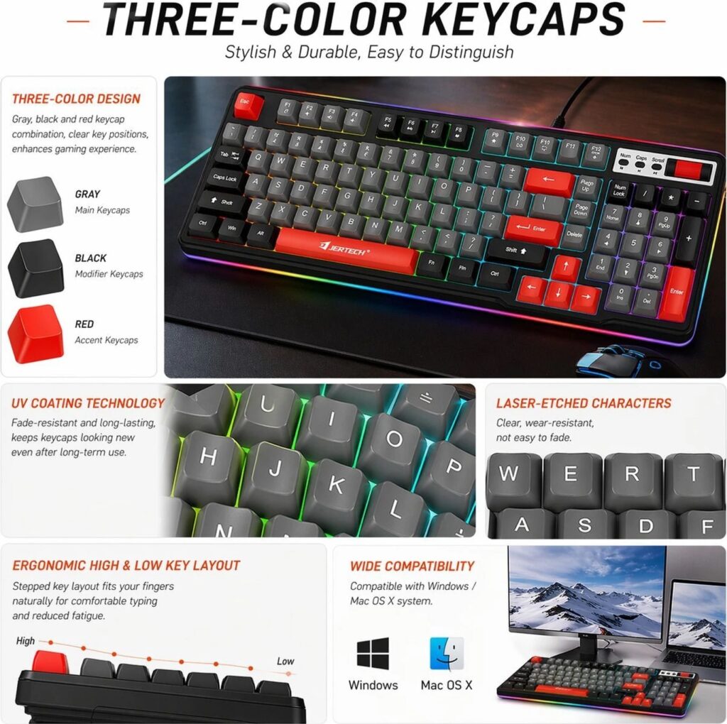 Jertech DK-700 RGB Multimedia Keyboard AR ENG key