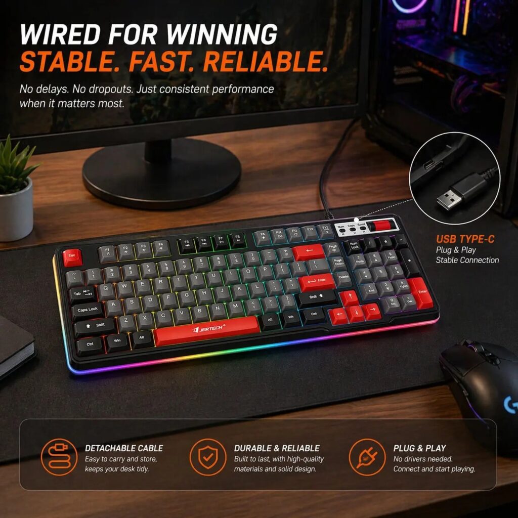 Jertech DK-700 RGB Multimedia Keyboard AR ENG key